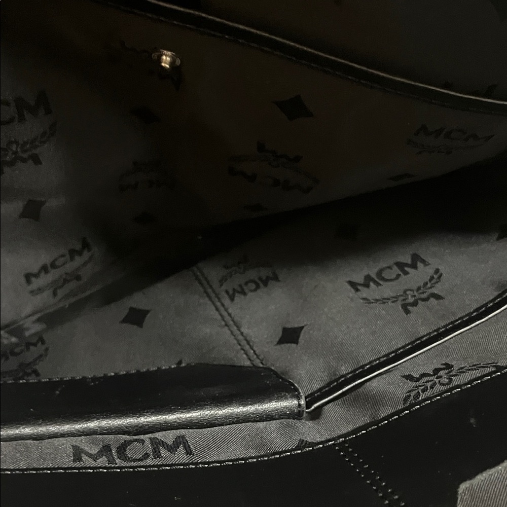 MCM Black Canvas Laptop Briefcase with Silver Hardware - Picture 10 of 11